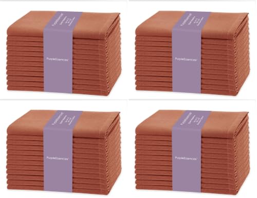 PurpleEssences Rust Set of 12 Cloth Dinner Napkins 100% Cotton 18x18 Inch - Soft Durable Washable - Ideal for Farmhouse Party Spring Easter Summer - Perfect Everyday Use Table Linen - Rust (Pack of 4)