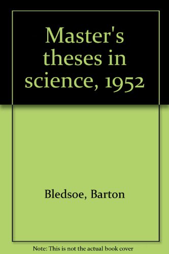 Master's theses in science, 1952 B0007E8YFM Book Cover
