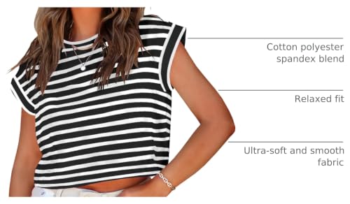 Image of Tankaneo Womens Short Sleeve Cropped T-Shirts Summer Rolled Dolman Sleeve Crop Tops Casual Round Neck Solid Short Basic Tees