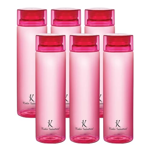 Kuber Industries Plastic Water Bottles -1 Litre Water Bottle (Set of 6), Pink | Break Proof, Multipurpose, BPA Free, Ideal for Fridge/Refrigerator.