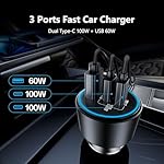 USB C Car Charger Fast Charging 200W, Dual PD 100W Type C Car Charger, PD3.0/QC4.0/PPS Cigarette Lighter Adapter for iPhone 16/15/14/13/12, Galaxy S22/S21 Ultra, MacBook, Laptop etc - Image 3