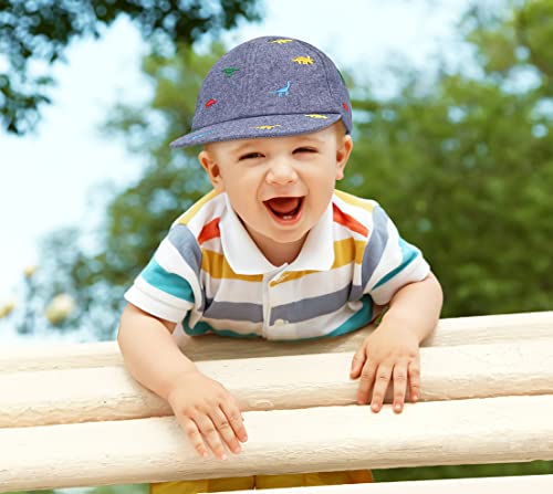 Sun Hat For Baby Boy And Baby Girl,Boys Girls Caps, Baby Baseball Caps Cotton Infant Toddler Kids Hat (2-4 Years, Gray Blue Dinosaur) #TOP5