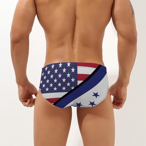 U.S. and Honduras Flag Mens Swim Briefs Bikini Sexy Low Rise Trunks Swimsuit Bathing Suit Beach2