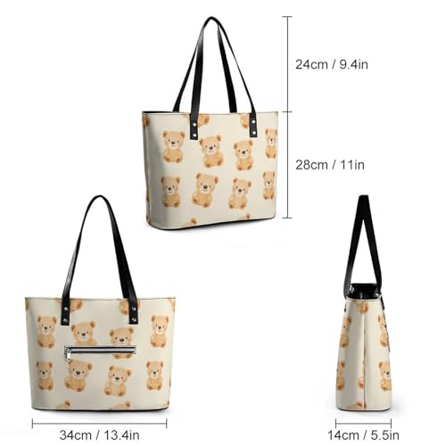Cute Teddy Bears Pattern Women's Leather Handbag Shoulder Bag Tote Purse Bags for Shopping Travel2