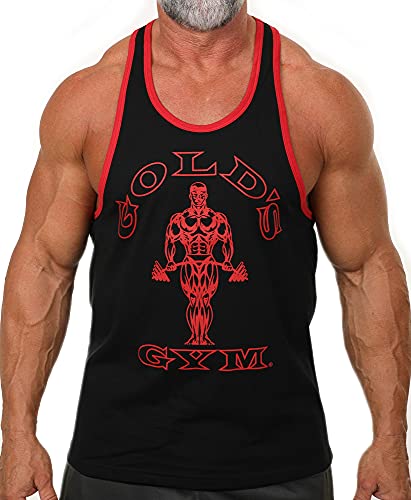 Gold's Gym Tank Top Ringer - Official Licensed - RT-1 (XL, Black/Red)