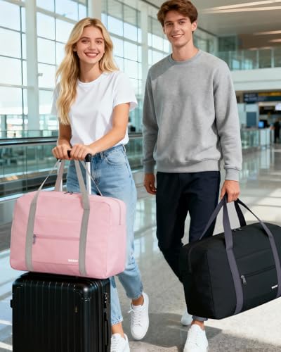 Ryanair Handgepäck 40x30x20, 40x20x25 Handgepäck Tasche für Flugzeug Reisetasche Klein Faltbare Sporttasche Weekender Koffer für Herren und Damen von WANDF(Schwarz 20L)