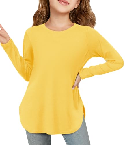 Image of Haloumoning Girls Long Sleeve T Shirts Kids Crewneck Tops 5-14 Years