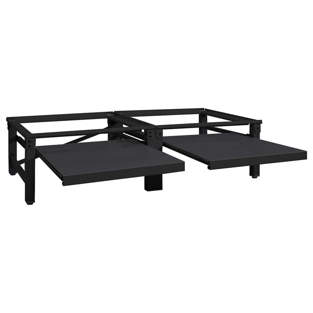 Waschmaschinen-Podest aus Stahl Schwarz 124,5 x 61,5 x 32,5 cm 2-teiliges Untergestell für Waschküche mit verstellbaren Füßen, Antivibration und verbesserter Ergonomie
