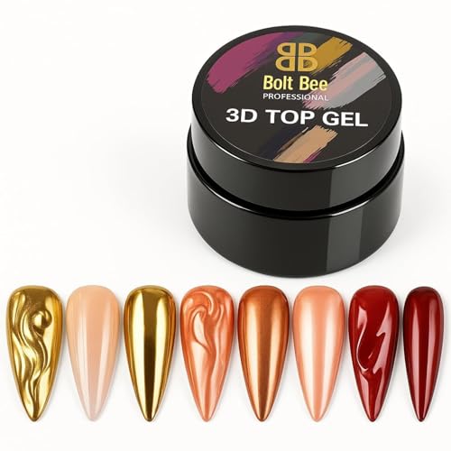 Image of Bolt Bee 3D Top Gel Nail Polish - Semi-Solid Modeling Gel, 8g | DIY Nail Art, Stick-On Drill Trim, Mixable Color Glue for Chrome, Metallic & Glossy Finishes