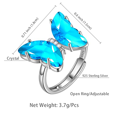 Aurora Tears Butterfly Necklace Earrings Ring Bracelet - Women 925 Sterling Silver Animal Butterflies Birthstone Pendant Crystal Wedding Birthday Jewelry4