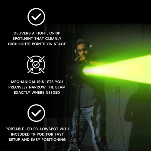 Image of CHAUVET DJ - Followspot 200ST Portable LED Follow Spot Light | 200W Cool White Tight Beam W /Crisp Edge | Mechanical Iris + Built-in CTO Filter | Backlit Silicone Buttons | DMX Control for Stages