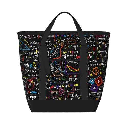 Math Formula Print Tote Bag Adult Heavy Duty For Picnic Beach Camping Large Capacity Insulated Tote Bag
