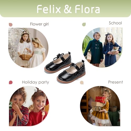 Image of Felix & Flora Toddler Girl Mary Jane Dress Shoes - School Oxford Flats for Girl Party Shoes.