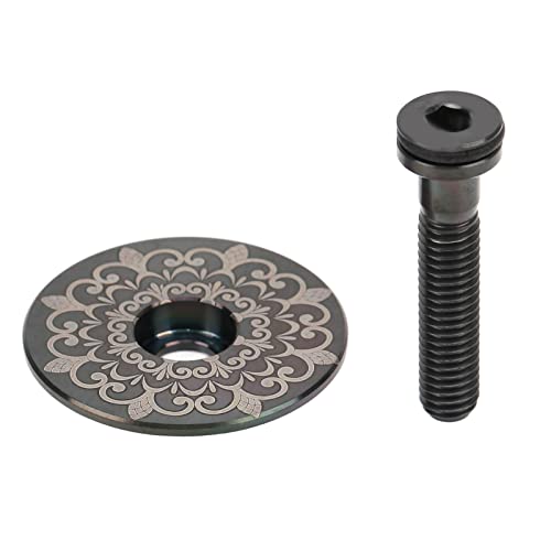 Pilipane Titanium Alloy Bicycle Headset Top Cap Bike Stem 28.6mm Steerer Fork Tube Headset Cap Cover Black for Road Bike Universal Handle Cap