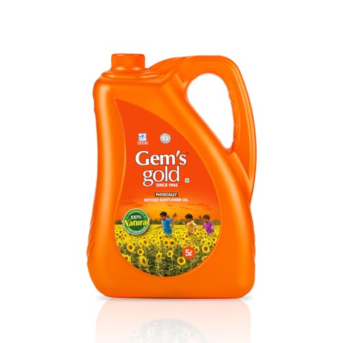 Image of Gems GoldPhysically Refined Sunflower OilSmart Bottle - 1L (Can, 5000, millilitre)