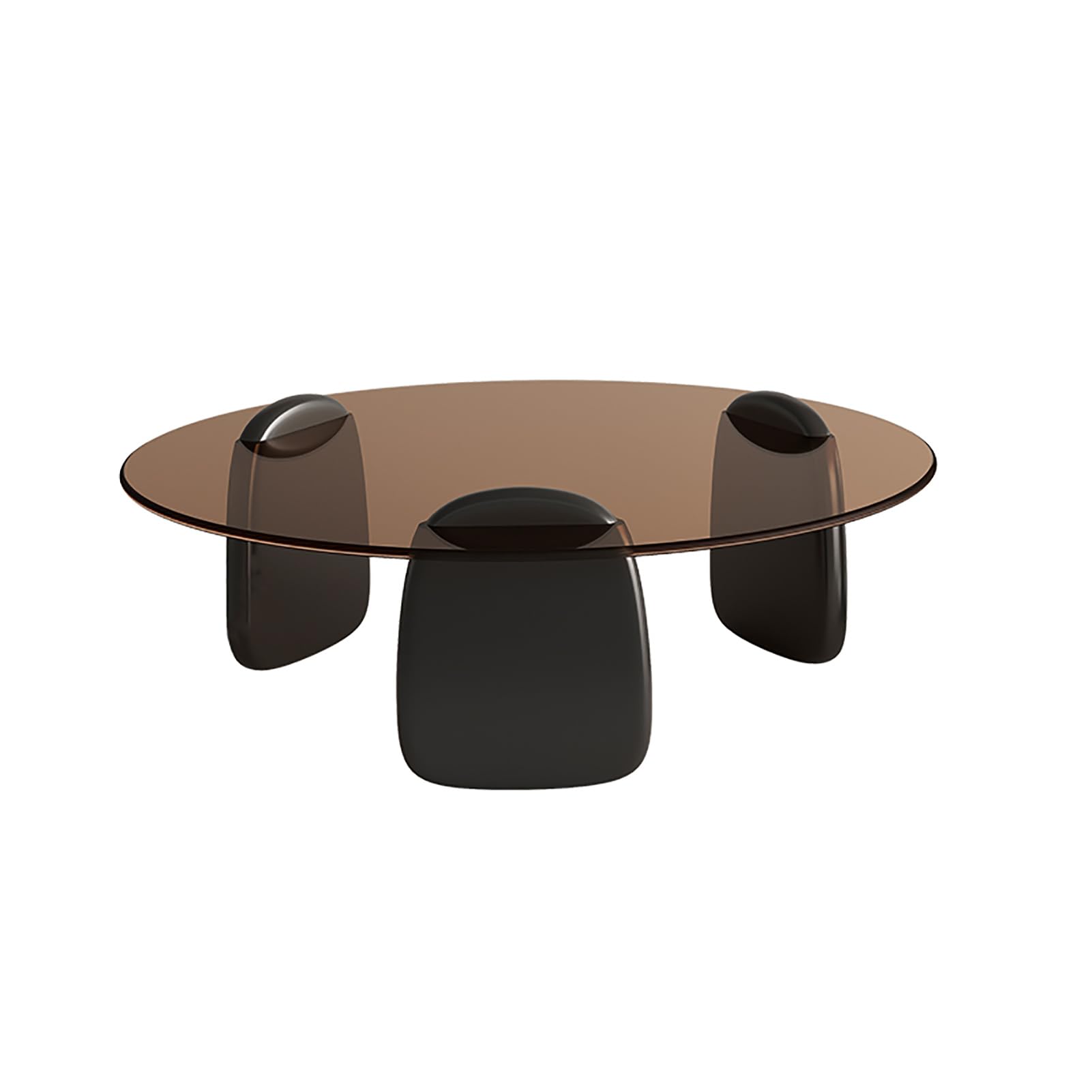 Table basse en verre trempé 80cm table de cocktail ronde avec base bois salon moderne