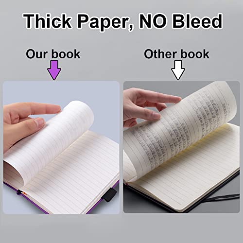 (2 Pack) Pocket Notebook Small Hardcover Writing Note Book 3" X 5.5", Mini Ruled Lined Journal, Leather Cover, Flat 100 Gsm Thick Paper, No Bleed, With Pen Holder, Bookmarks And Inner Pockets, Purple #TOP5
