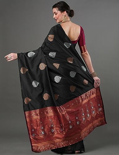 Image of Flosive Women's Mix Color Kanjivaram Silk Saree With Blouse
