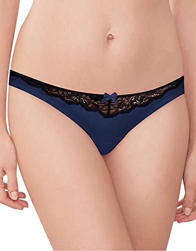 Image of Maidenform Women's Comfort Devotion Thong 40149, Navy /Black Lace, 6