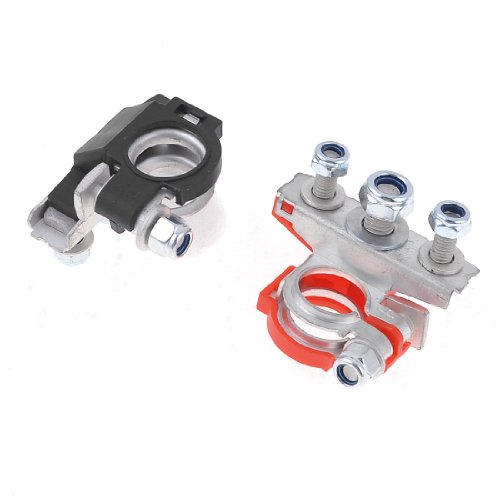 uxcell Battery Terminal, 2 PCS Metal Positive Negative Top-Post Connector Clamp for Auto Car