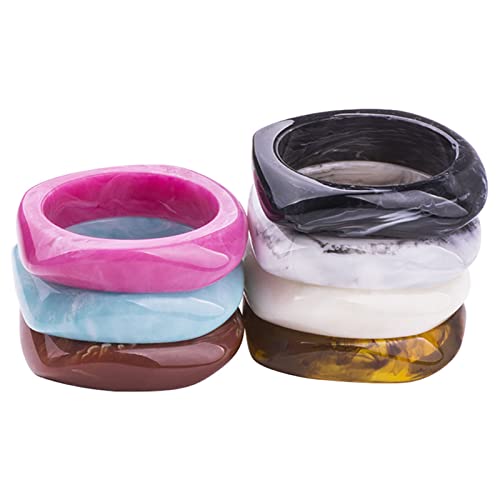 Caiyao Colorful Acrylic Resin Bangle Bracelet Wristbands Tortoiseshell Acetate Plate Cuff Bracelet Vintage Wide Irregular Geometric Plastic Bracelet for Women Teen Jewelry3