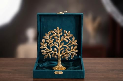 Image of KridayKraft Metal Kalpavriksha Tree of Life Showpiece - Gold Wish Fulfilling Tree for Vastu & Feng Shui | Good Luck Gift for Home, Temple, Office & Housewarming