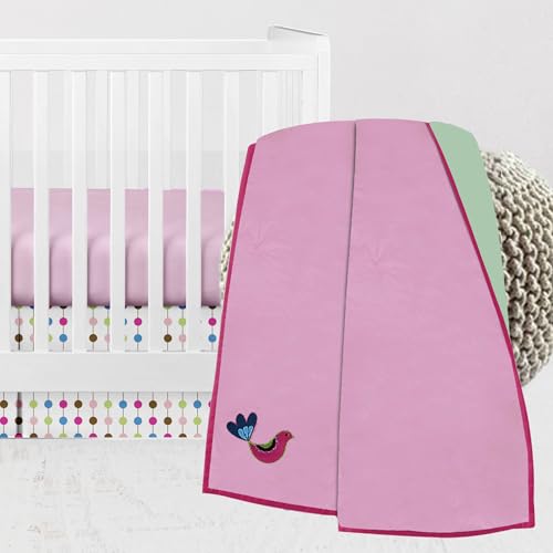 Bacati - Botanical Floral Birds Pink Multicolor 3 pc Crib Bedding Set