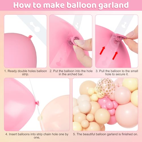 Image of Amandir 153pcs Pink and Yellow Balloon Arch Garland Kit Different Sizes