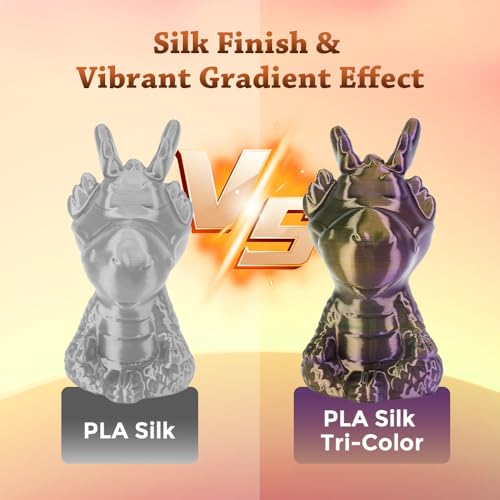 Image of VOXELAB Silk Tri-Color PLA Filament 1.75mm for 3D Printer, Rainbow Multicolor Silk PLA 1KG (2.2lbs) Spool, High Precision + /- 0.03mm, Smooth & Shiny 3D Printing Filament,Purple Gold Black