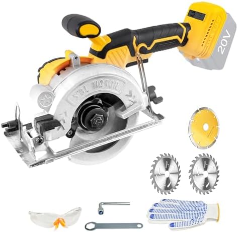 5" Brushless Cordless Circular Saw Compatible with Dewalt 18V/20V Batteries, with 3pcs Blades, Adjustable Depth & Angle, for Cutting Wood Metal Tile PVC (Tools only, not Including Batteries)