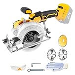 Cordless Circular Saw for Dewalt 18V/20V Battery, 6200RPM Professional 5" Brushless Circular Saw with 3 Blades, 0-45° Cutting Angle for Wood Plastic Tile Cut (No Battery)