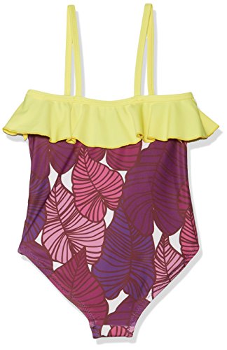 Image of Pink Chicken Girls Coco Swimsuit, Purple Tropical Leaves, 4y