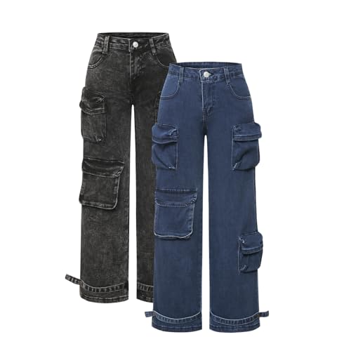 Boys' Cargo Jeans Wide Leg Pants Multiple Pockets Elastic Jeans Fashion Kids Age 3-163