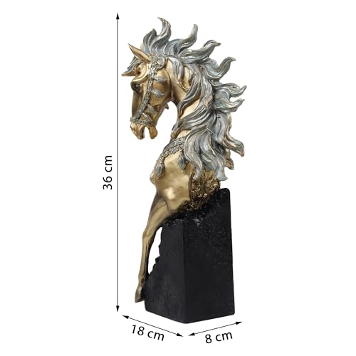 Image of ARMONIA Regal Horse Statue, Gold and Silver Finish, Premium European Design,Decor Accents for Luxury Room, Size 36 x 18 x 8 cm Decorative Figurine