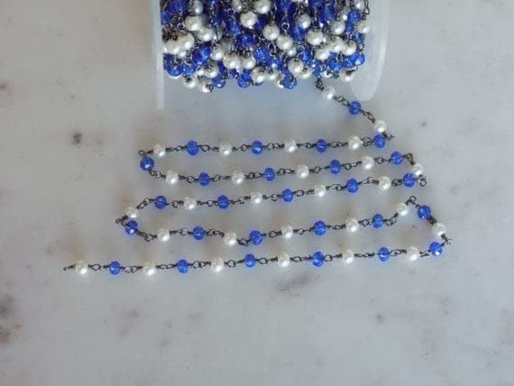 Chaîne tanzanite hydro glass pearl anti-rupture fil oxydé pour perles 3-4mm
