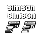 Aufkleber Dekorsatz Simson S51 Enduro Aufkleber Set Weiss Retro DDR