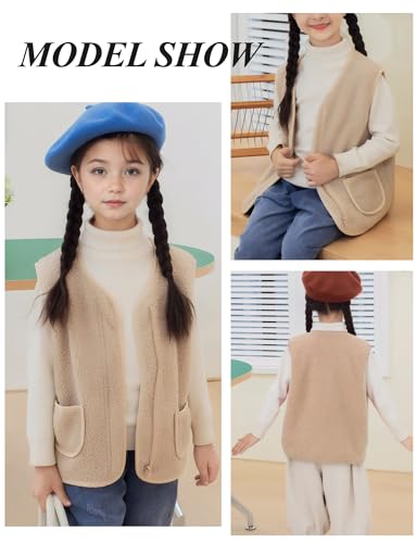 Happy Cherry 2025 Kids Winter Fleece Vest Boys Girls Fleece Fuzzy Fall Winter Warm Outerwear with Pockets Adorable3