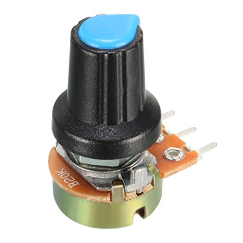 Uxcell 10Pcs 20K Ohm Variable Resistors Single Turn Rotary Carbon Film Taper Potentiometer With Knobs #TOP2