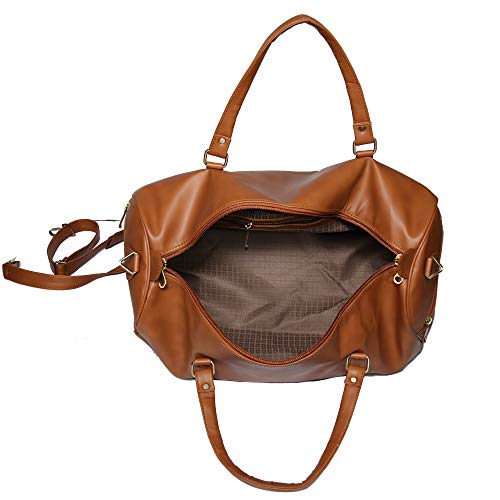 Image of RICHSIGN Leather Accessories 24 litres Duffle Bags for Men Travel-(TAN) (Weight-1 KG /1000 GR)(Dimension = H- 12 x L- 20 x W- 8 Inch)