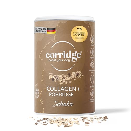Corridge - High Protein Porridge mit Kollagen & Schokogeschmack 420g - Proteinreiches Frühstück - Haferflocken Glutenfrei, Laktosefrei & ohne Zuckerzusatz - Collagen Typ 1 & 3 Haut, Haare, Nägel