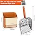 NomadSphere Stainless Steel Cat Litter Scoop with Holder, Kitty Poop Scooper Stand for Litter Box, Fast Sifting Non-Stick Cat Poop Scooper with Coarse and Fine Grids for All Litter Pan, Orange