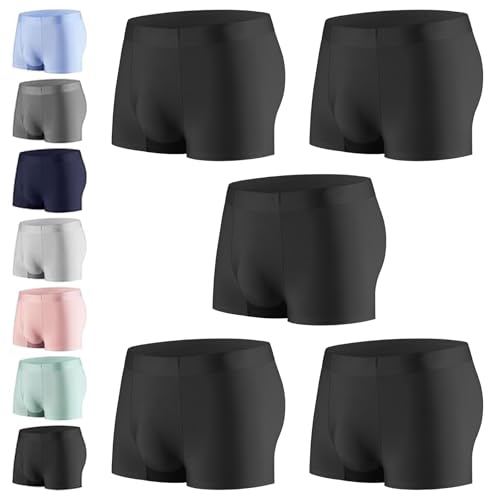 Nowazton Boxer Briefs, Nowazton Boxers, 5 Pcs Ice Silk Boxer Briefs, Breathable Ice Silk Men's Underwear (Black,XL)