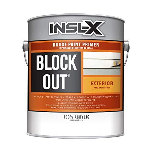 INSL-X Block Out Acrylic Exterior Wood Stain Blocking Primer, White, 1 Gallon