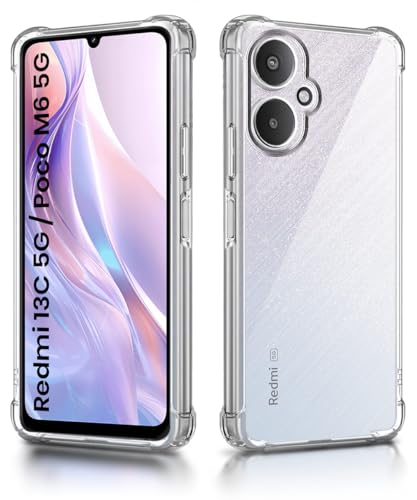 Image of WOW IMAGINE Clear Back Cover Case for Xiaomi Redmi 13C 5G | Poco M6 5G | Shockproof Soft TPU Case | Cushioned Edges for Ultimate Protection Back Cover Case - Transparent