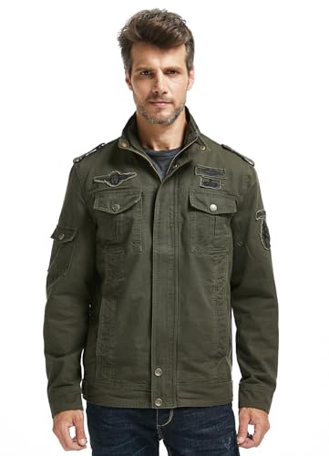 Image of WenVen Men's Military Jacket Fleece Lined Winter Puffer Coat Cotton Windbreaker Parka