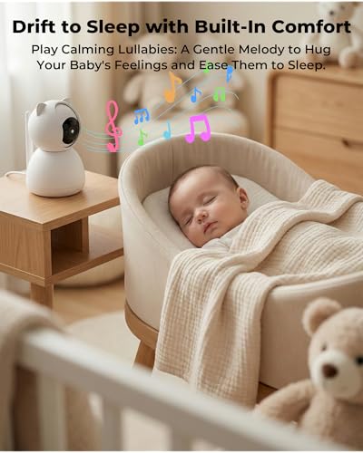 Image of hazen No WiFi Baby Monitor with Camera and Audio, 5 inch Screen, 30-Hour Battery Life, Pan-Tilt-Zoom Camera, Night Vision, VOX, 2-Way Talk, 8 Lullabies, 1000ft Range, Baby Essentials, White