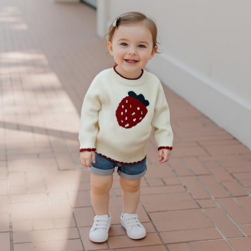 Toddler Strawberry Sweater Baby Girl Winter Clothes Strawberry Knit Pullover Long Sleeve Knit Sweater Fall Outfits2