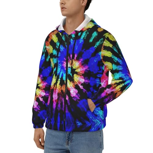 Tie Dye Men Spring Hoodies Casual Hoodies With Zip Pockets Full Zip Sweatshirt Sports Hooded Jacket2
