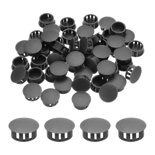 Image of MECCANIXITY 64PCS 18mm(11 /16 inch) Dark Grey Plastic Hole Plugs, Flush Type Panel Hole Plugs Insert End Caps for Locking Hole Tubes Furniture Cabinet