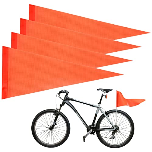 Moukeren 4 Pcs Bike Safety Flag Replacement High Visibility Orange Safety Flag Pennant Tear-resistant Waterproof for Bicycle Electric Car Outdoor Tent